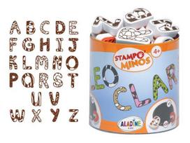 Antspaudų rinkinys Aladine Stampo Minos 26vnt. Letters + pagalvėlė antspaudams juoda