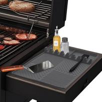 Yiomxhi silikoninis grilio kilimėlis dujinio grilio šoniniam degikliui, dujinio grilio šoninio staliuko kilimėlis, bbq įrankių laikiklis, mentelės kilimėlis virtuvės viryklės grilio stalviršiams, pilkas