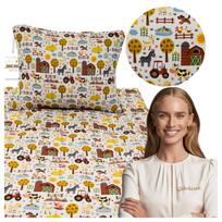 Vaikiškos patalynės komplektas 90x120+50x60 "linksma ferma", 100% medvilnė