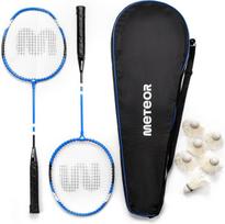 Meteor badmintono rinkinys 2 raketės 6 kamuoliukai - 2 asmenų raketės ir badmintono kamuoliukai - puikiai tinka šeimoms, vaikams ir suaugusiems sode, paplūdimio atostogoms