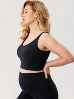Women's Lactation Bra Long Sports Breastfeeding V-Neck Sleeveless Vest Built-in Bra (Dark Brown,XXXL) tamsiai ruda spalva