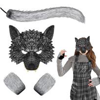 Vilkolakio Kaukė Vilko Kaukė Su Uodega Pirštinės Helovino Cosplay Gyvūnas Didysis Blogasis Vilkas Therian Vilkolakis Aprangos Aksesuarai juoda