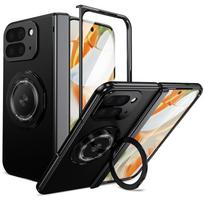 Magnetic Rotating Kickstand Case Google Pixel 10 Pro Fold 9 Full Coverage PC Shell With Electroplating Finish Pixel 9 Pro Fold gray