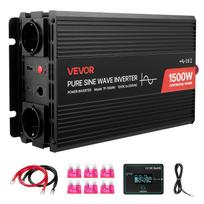 VEVOR 1500W Power Inverter, 12V DC to 230V AC Pure Sine Wave Inverter, Car Charger Converter with Remote Control, USB & Type-C Ports 33 x 18 x 9 cm