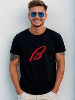 Basic Plain Black Cotton T-Shirt with Brioni Print S black