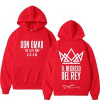 Rapper Don Omar The Last King World Tour  Print Hoodie Men Women Fashion Sweatshirt Long Sleeves Casual Loose Male Pullover S raudona