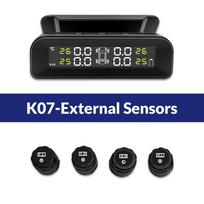 E-ACE TPMS automobilių padangų slėgio signalizacijos monitoriaus sistemos ekranas sumanus temperatūros įspėjimas su 4 jutikliais saulės energijos įkrovimu K07-external Sensors black