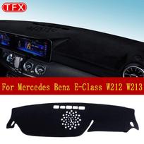 Flanelinis automobilio prietaisų skydelio kilimėlio dangtelis skirtas Mercedes Benz E-Class W212 W213 Neslystantis trinkelės skėčio priedai E200 E250 E300 E220d W213 2017--Left Hand Driv ruda