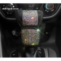 Bling Shining Rhinestones Crystal Car Steering Wheel Cover PU Leather Steering-wheel covers Auto Accessories Case kit for shift knob cover black