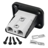 50A Charging Battery Connector Flush Mount Anderson Plug Kit Mounting Bracket Panel Cover Accessories for Caravan Camper Boat white