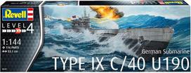 Revell modelio rinkinys i vokiečių povandeninis laivas type ix c/40 (u190) i detalus 4 lygio povandeninio laivo rinkinys i 115 dalių i mastelis 1:144 i vaikams ir suaugusiems nuo 12 metų, nedažytas