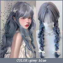 Pirkčiau Pilki Šviesūs Mėlyni Sintetiniai Perukai Moterims Ilgi Garbanoti Plaukai Moterims Gražus Lolita Ilgi Garbanoti Plaukai Cosplay Kalėdų Vakarėlio Perukas 65CM gray