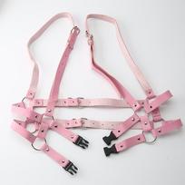 Gothic Punk Pink Strap Pu Leather Girdle Chest Strap Suspender Body Strap white