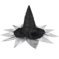 Nauji produktai, Helovinas, Baroko raganos skrybėlė, Tinklelis, Dirbtinė gėlė, Kostiumų aksesuarai, Gotikinis, Karalienė, Cosplay raganė One Size gray