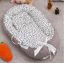 Portable Washable Folding Anti-Pressure Baby Crib with Removable Pillow gray