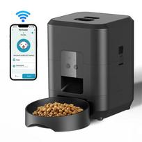 Naujas automatinis augintinio ėdintuvas, WiFi versija, automatinis kačių maisto dozatorius, išmaniai valdomas augintinio ėdintuvas, šunų ėdintuvas, augintinių reikmenys automatic feeder juoda