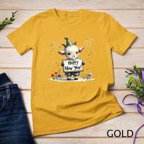 Festive Goat Happy New Year 2025 Funny T-shirt Unisex T-shirt 4 2XL white