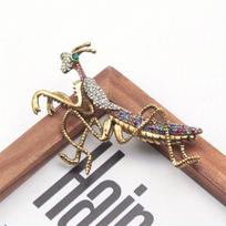 Large Mantis Brooch Insect Pin Unisex Luxury Accessory Vintage Corsage Gift brown