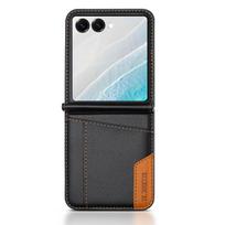 Applicable to Samsung Z Flip7/8 mobile phone case Flip3/4/5/6 splicing clamshell leather case card insert wallet case Flip 4 juoda