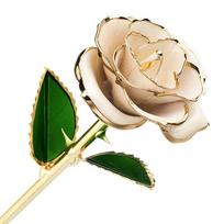 2pcs 24k Gold Foil Trim Long Stem Rose Long Stem Gold Plated Rose Flower  For Anniversary raudona