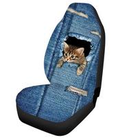 Automobilio sėdynės užvalkalas Universalus Auto Cat Print sėdynės dėklas, poliesterio pluoštas, automobilio sėdynės pagalvėlės apsauginis kilimėlis 1 Seat gray