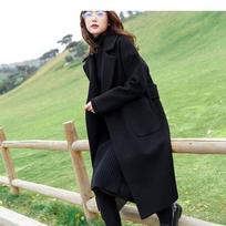 Fashion Ladies Woollen Cloth Slim Women Trench Coat Winter Jacket Loose Parka Outwear with Belt S beige