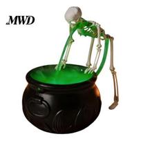Spooky Mist Maker for Haunted House Halloween Witch Cauldron Fog Machine, Ultrasonic with Glowing LED, Creative Plastic Candy Bucket Props Party Decor žalia