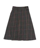 Cargo Bros For Woman Wool Check Pleated Wrap Midi Skirt (Charcoal) Free black