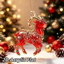 Acrylic Chinese Zodiac Goat Hanging Ornament Auspicious Red Gold Design For Spring Festival New Year Home Decoration A3 red