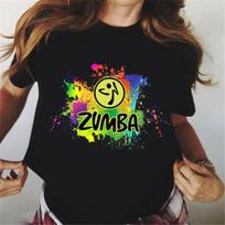 Moterų Zumba marginti trumparankoviai marškinėliai 25 L juoda