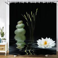 Pebble Printed Shower Curtain Fabric Washable Curtain with Hook Bathroom Decorative Curtain Rocks 3D Shower Curtains 240*180cm W90xH180cm pink