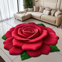 3D Gėlėtas Kilimas, Vandens Sugėrimo ir Neslystantys Grindų Kilimėliai Namų Vonios Kambariams, Virtuvėms ir Tualetams, Mažas Kilimas Svetainei 40*40cm raudona