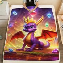 1PC Spyro the Dragon Print Flannel Blanket, High quality Comfortable for All Seasons, Home Decor, Warmth and Comfort, Perfect for Christmas Gifts177 80cm x 120cm gray