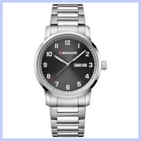 WENGER Attitude Men's Quartz Watch - Model 01.1541.119, Gray Dial, 10 ATM Water Resistant, Swiss Made pilka spalva