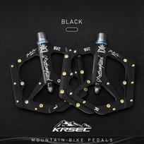 KRSEC MTB Pedals Aluminum Alloy Non-Slip Platform Pedals with DU Sealed Bearings for Mountain Road Bikes Bicycle Accessories violetinė