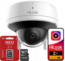 Stebėjimo kamera HiLook IPC-D140HA-D/W(W), 4MP, su mikrofonu, 64GB kortelė