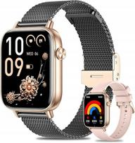 Išmanusis laikrodis moterims, fitneso seklys, Bluetooth, juodas/auksinis, IP67