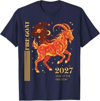 Year of the Fire Goat 2027 Zodiac Celestial Chinese Lunar T-Shirt XL brown