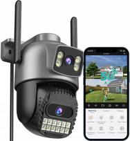 Lauko vaizdo kamera ANBIUX 2.5K, WiFi, 360°, dviguba objektyvų sistema, IP66, su garsu, debesijos palaikymas