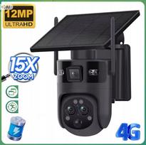 Lauko kamera 12 MP, 15x priartinimas, 4G, SIM, saulės baterija, 3 objektyvai, PTZ
