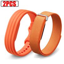 2PCS Braided Watch Strap for Google Fitbit Air Nylon+Silicone Loop Bracelet For Fitbit Air Sport Wristband beige