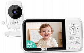 Vaizdo kūdikių stebėjimo monitorius NANNY GHB su 3,2'' LCD ekranu, kamera, 2100mAh baterija, temperatūros jutikliu ir priartinimu