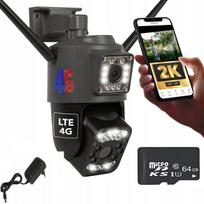 Rotacinė kamera 2x2MP + 2MP su priartinimo objektyvu, 4G LTE GSM, SIM kortelės palaikymas, 2K raiška