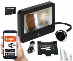 Durų akutė su 3MPx kamera, LCD ekranu, WiFi, judesio jutikliu, 64GB atmintimi, TUYA