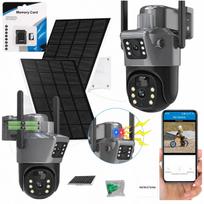 Lauko IP kamera DUAL SOLAR 4G GSM, 6MP, su pasukimu, priartinimu ir SIM kortelės palaikymu