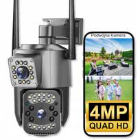 Lauko IP stebėjimo kamera su dviem objektyvais, WiFi, 4MP, 2K, juoda