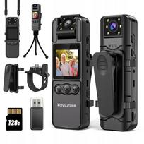 Kūno kamera su 4K raiška, naktiniu matymu, 128GB atmintimi, LCD ekranu, veikimo laikas 6 val.