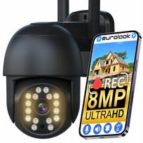 Lauko WiFi kamera EUROLOOK, pasukama, 4K Ultra HD, 8 MP, su garsu, juoda