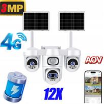 Saulės energija maitinama IP kamera, 4 objektyvai, 12X priartinimas, 16000 mAh akumuliatorius, 6 varikliai, 4G ryšys