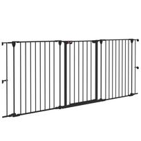 3-Panel Medium Dog Gate with Double Locking System, 206x90cm, Black